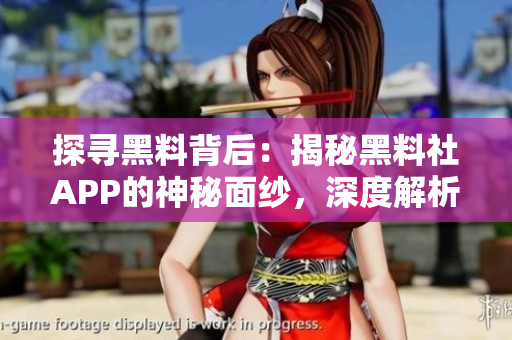 探尋黑料背后：揭秘黑料社APP的神秘面紗，深度解析其影響與風(fēng)險(xiǎn)
